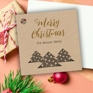 Christmas Tree Modern Family Holiday Kraft Favour Tags