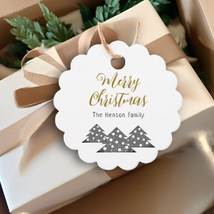 Christmas Tree Modern Family Holiday Kraft Favour Tags