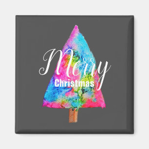 Christmas tree modern funky colors blue and pink magnet