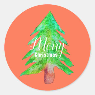Christmas tree modern funky colours classic round sticker