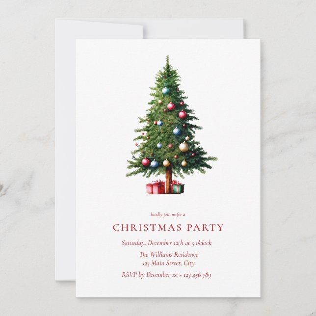 Christmas Tree Modern Holiday Party Invitation (Front)