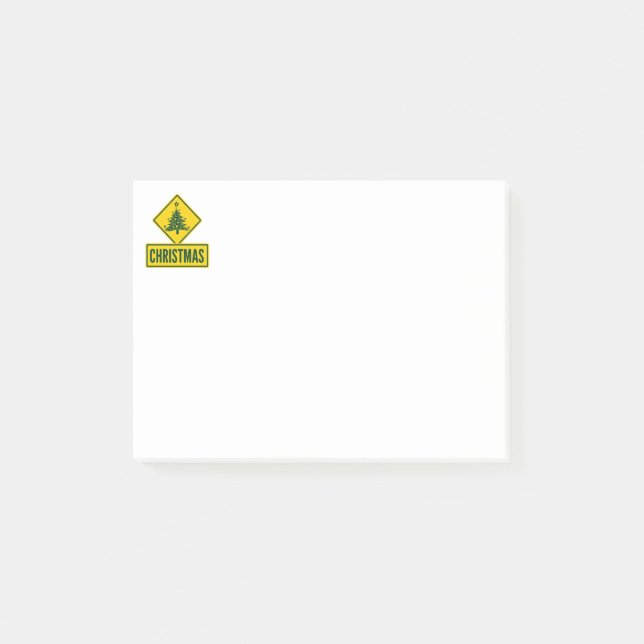 Christmas Tree Modern Holiday Road Warning Sign Post-it Notes (Front)