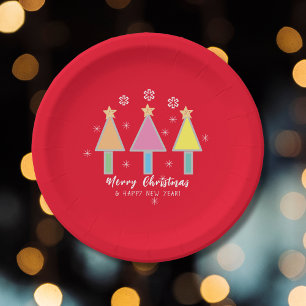Christmas Tree Modern Pop Art Vintage Cute Cool  Paper Plate