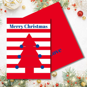 Christmas Tree Modern Red Stripe Greeting Card 