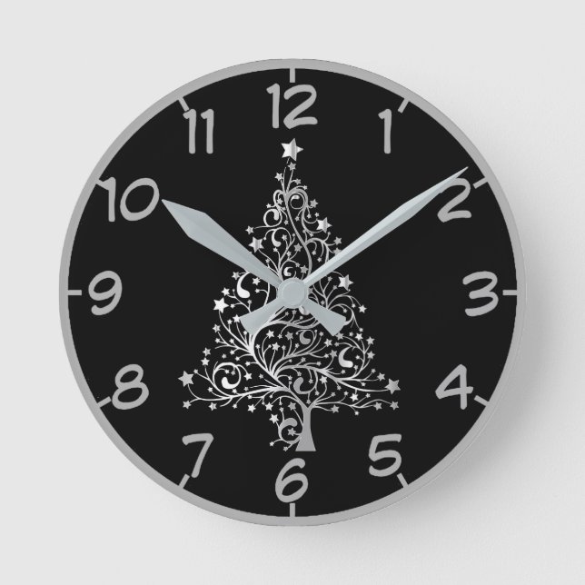 Christmas Tree Modern  Round Clock (Front)
