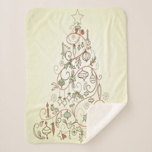 Christmas Tree Modern  Sherpa Blanket