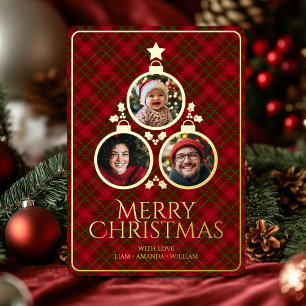 Christmas Tree Modern Tartan Plaids Family 3 Photo