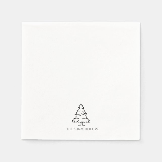 Christmas Tree Monogram Holiday Paper Napkin (Front)