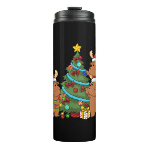 Christmas Tree Moose Gifts Kids Christmas Moose Thermal Tumbler