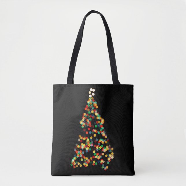 Christmas Tree, Multi-coloured lights, bokeh Tote Bag (Front)