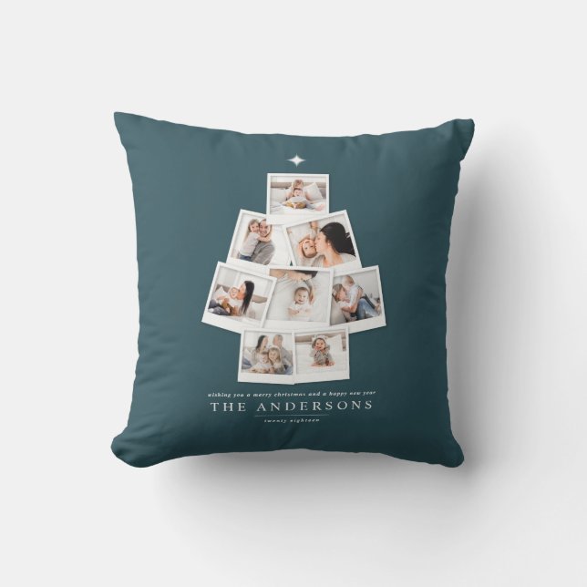 Christmas tree multi photo holiday cushion (Front)