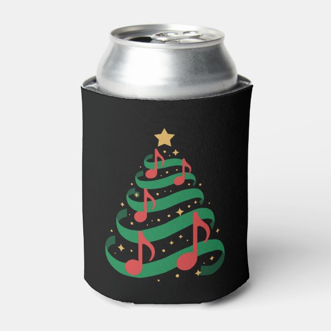 Christmas Tree Music Notes Star Xmas Melody Can Cooler (Can Front)