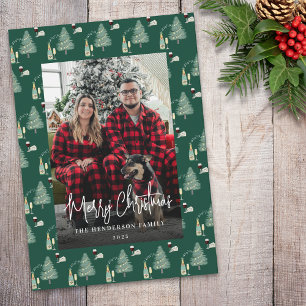 Christmas Tree Music Wine Cheese Custom Photo Holiday Card