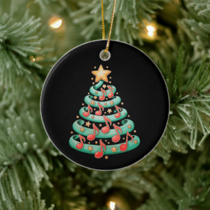 Christmas Tree Musical Notes Song Musician Xmas Ceramic Tree Decoration