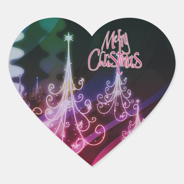 Christmas tree n modern snow heart sticker (Front)