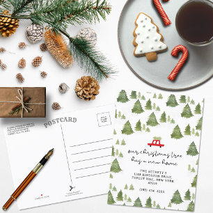 Christmas Tree New Home Moving Announcement Postcard