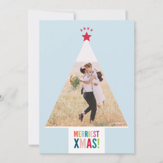 CHRISTMAS TREE newlywed fun modern minimal Holiday Card