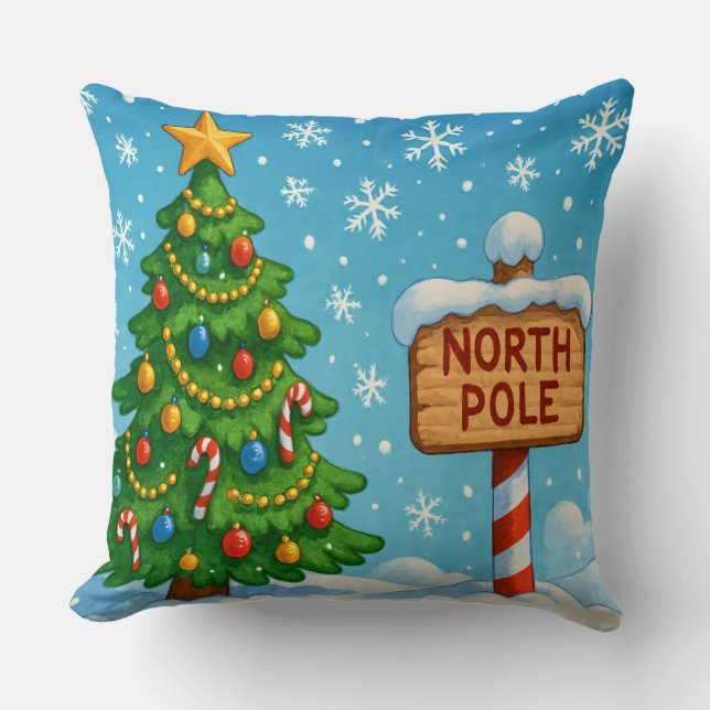 Christmas Tree North Pole Pillow (Front)