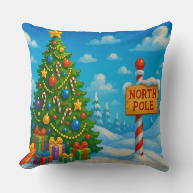 Christmas Tree North Pole Pillow (Front)