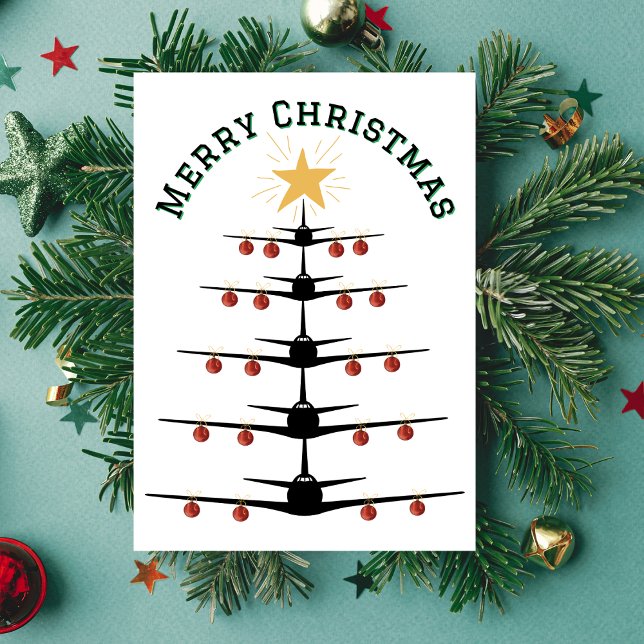 Christmas Tree of Aeroplanes, Minimalist Photo Holiday Card (Creator Uploaded)