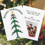 Christmas Tree of Aeroplanes & Photo Minimalist  Holiday Card<br><div class="desc">Design features a minimalist illustration of a Christmas tree made from images of aeroplanes with red ball ornaments and topped with a gold star. The back has Christmas wishes to your pilot or aviation enthusiast "Merry Christmas and Happy New Year" "Love, family names" with a family portrait option. Card can...</div>