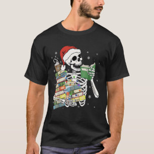 Christmas Tree Of Books Funny Skeleton Reading Boo T-Shirt