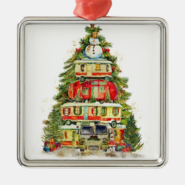 CHRISTMAS TREE OF CAMPER VANS METAL TREE DECORATION (Front)