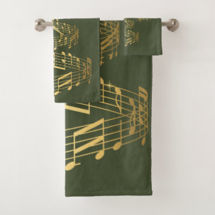 Christmas Tree of Gold  Musical Notes Towel