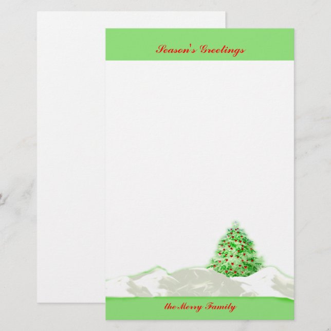 Christmas Tree of Hearts Stationery (Front/Back)