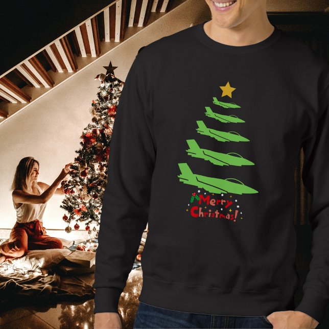 Christmas tree of military aeroplanes Fun Sweatshirt (Creator Uploaded)