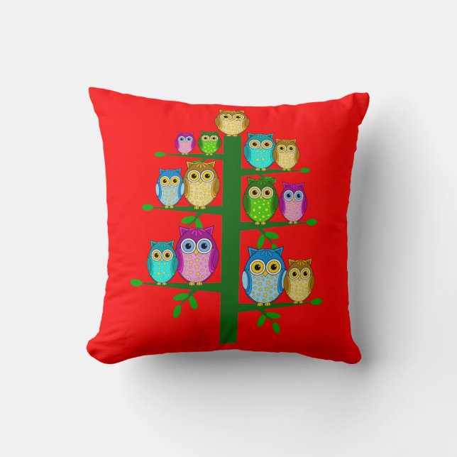 Christmas tree of owls cushion (Front)
