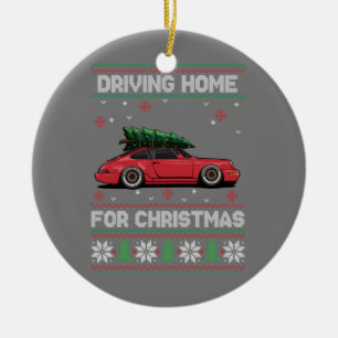 Christmas Tree Oldtimer Car Xmas Ugly Sweater Pull Ceramic Tree Decoration