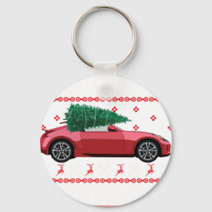 Christmas Tree Oldtimer Car Xmas Ugly Sweater Pull Key Ring