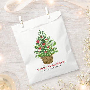 Christmas Tree on a Wicker Basket Christmas Party Favour Bags