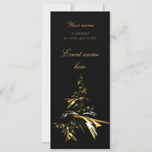 Christmas Tree on Black 001 Invitation (Front)