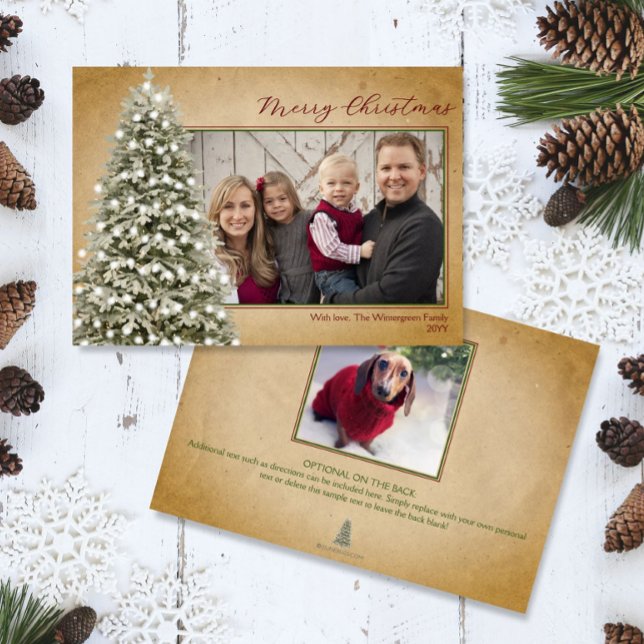 Christmas Tree on Parchment Vintage Photo Card (Creator Uploaded)