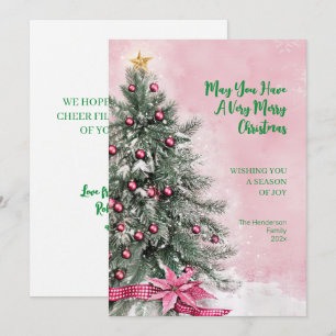 Christmas Tree on Pink Holiday Card