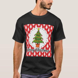 Christmas Tree on Red Pines Pattern - Merry Xmas T-Shirt