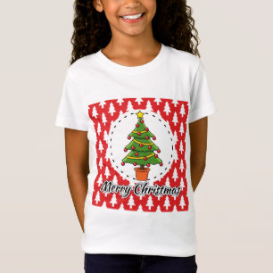 Christmas Tree on Red Pines Pattern - Merry Xmas T-Shirt