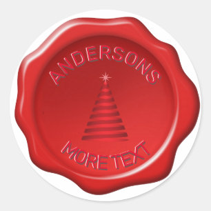 Christmas Tree on Red Wax Seal Stickers