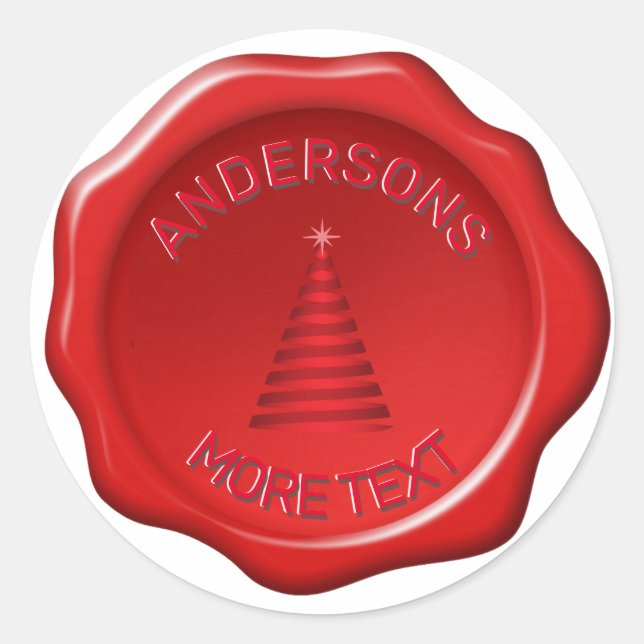 Christmas Tree on Red Wax Seal Stickers (Front)