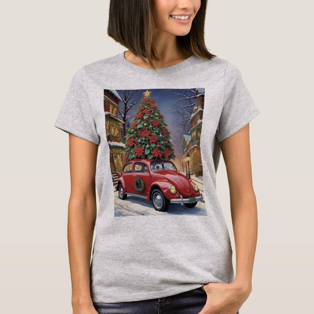 Christmas Tree On Top Of Red Hippie Bug Car (Front)