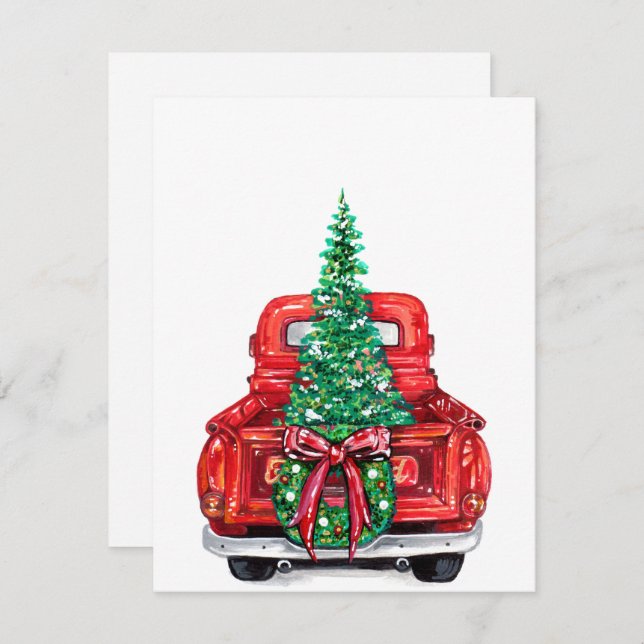 christmas tree on truck  holiday card (Front/Back)