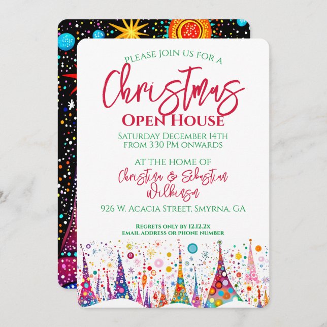 Christmas Tree Open House Invitation (Front/Back)