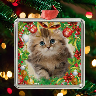 Christmas Tree Ornament Cat Kitten Photo Template