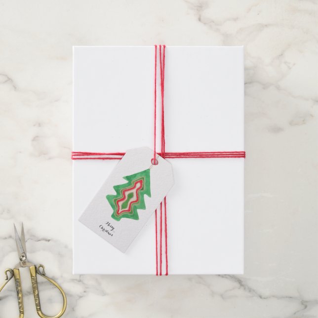 Christmas Tree Ornament Gift Tag - Customizable (With Twine)