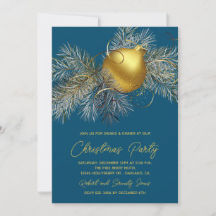 Christmas Tree Ornament Party Blue Invite