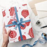 Christmas tree ornament pattern wrapping paper<br><div class="desc">Red and white Christmas tree ornaments pattern.</div>