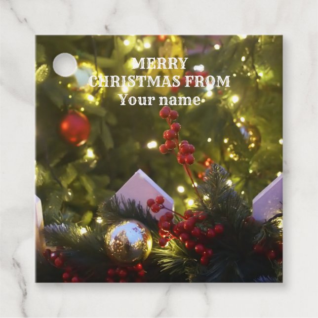 Christmas tree ornaments favour tags (Front)