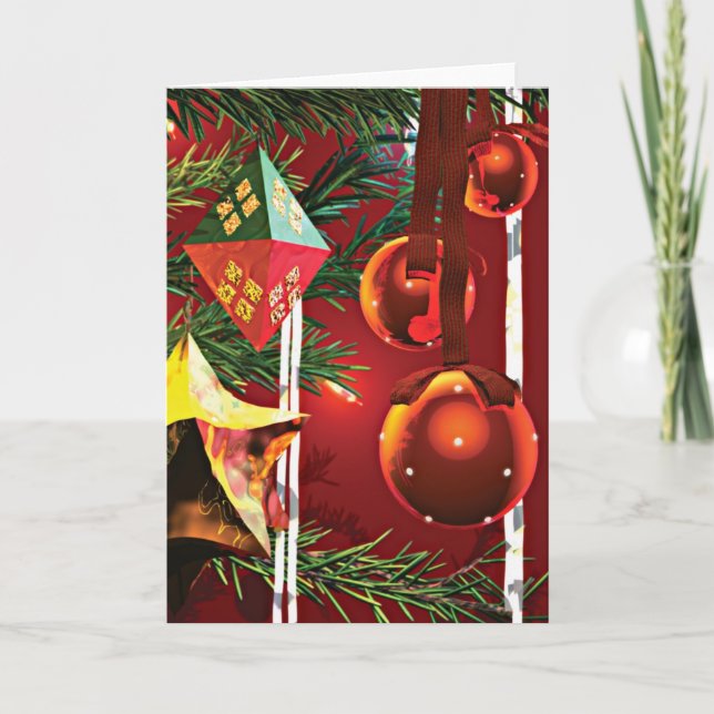 Christmas tree ornaments holiday card (Front)